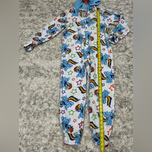 Rainbow Dash My Little Pony 2015 Hasbro Girls One Piece Zipup Pajamas Hoodie Lg - Picture 15 of 15